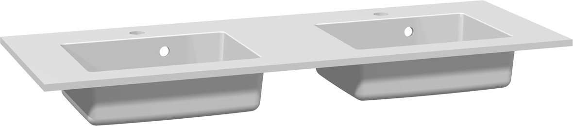 Dansani Luna Minore kalusteallas 120,2X45,5X1,5 cm mattavalkoinen solid surface kaksoisallas valkoinen