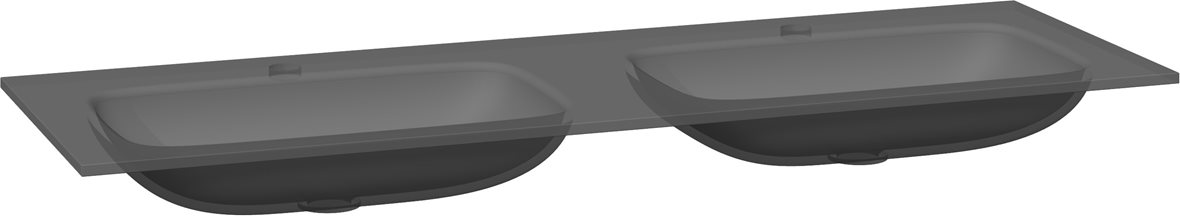 Dansani Calidris Form mittatilaus kalusteallas 160-179X40,5X1,2 cm mattatummanharmaa lasi kaksoisallas matta tumma harmaa