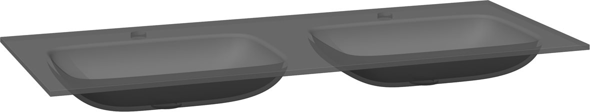 Dansani Calidris Form mittatilaus kalusteallas 200-219X50,5X1,2 cm mattatummanharmaa lasi kaksoisallas matta tumma harmaa