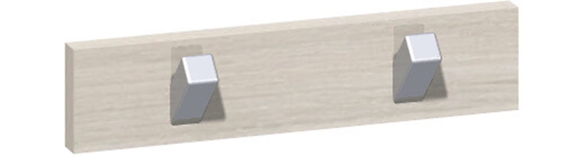 Dansani Calidris monikoukku 20x4,5x3,6 cm valkoinen tammi 2 koukkua