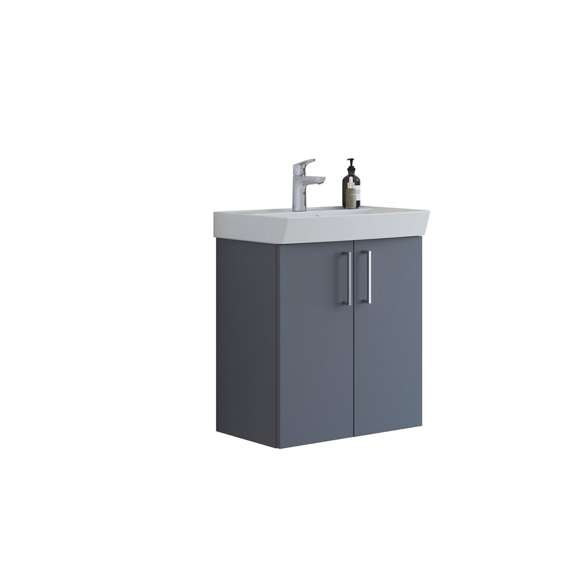 Dansani Veea kalustesetti Cappella 62x66,4x40,5 cm kiiltävä valkoinen+mattaharmaa 2 ovea sisältää vetimet