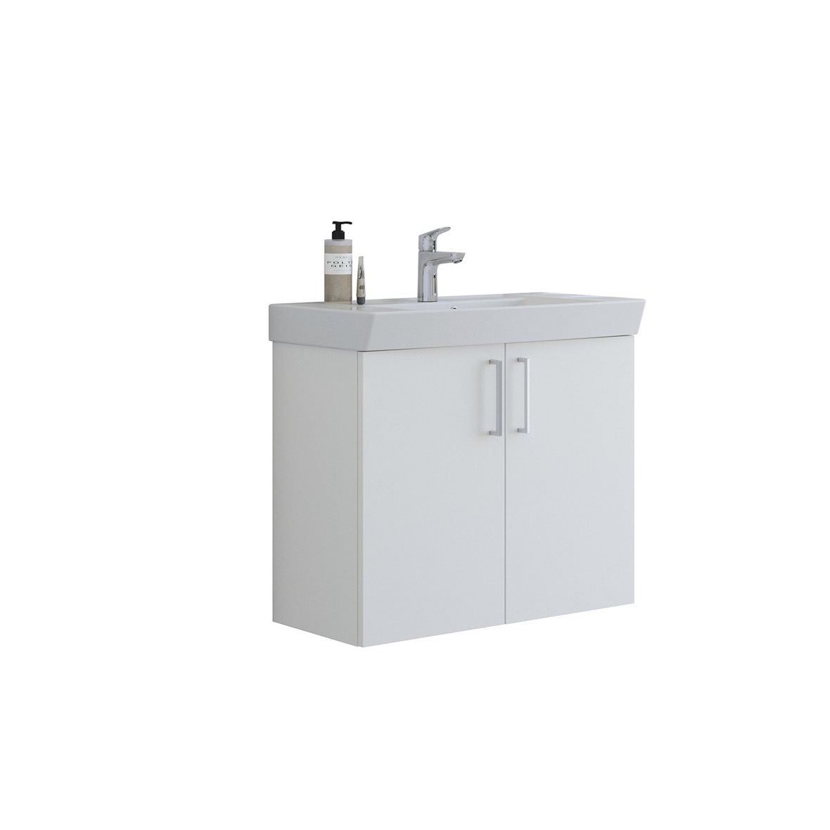 Dansani Veea kalustesetti Cappella 82x66,4x40,5 cm kiiltävä valkoinen+mattavalkoinen 2 ovea sisältää vetimet