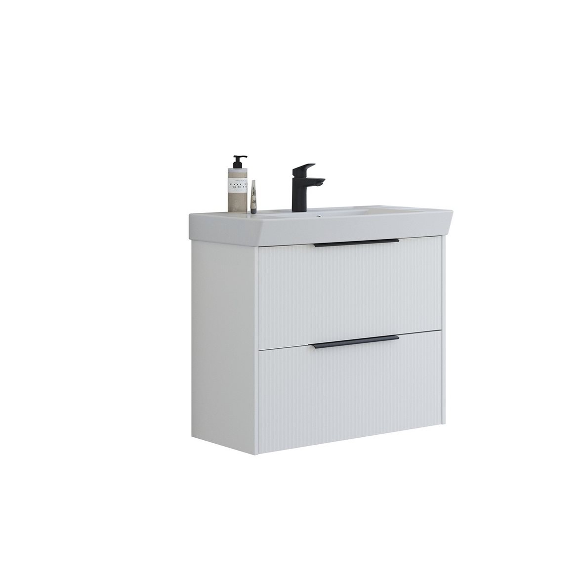 Dansani Mido Classic Pro kalustesetti Cappella 82x72,8x40,5 cm urakuvioitu kiiltävä valkoinen+mattavalkoinen 2 ltk sisältää vetimet