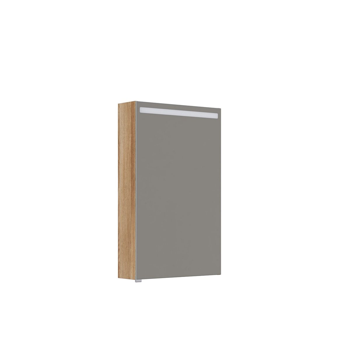 Mido Urban Top valaisinpeilikaappi 50x80x14,5 cm lämmin tammi 1 ovi päävalaistus pistorasia oikealla saranat oikealla