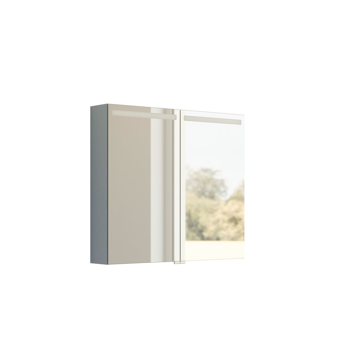 Dansani Mido Classic Top valaisinpeilikaappi 80x70,4x14,5 cm vaaleansininen 2 ovea päävalaistus pistorasia oikealla