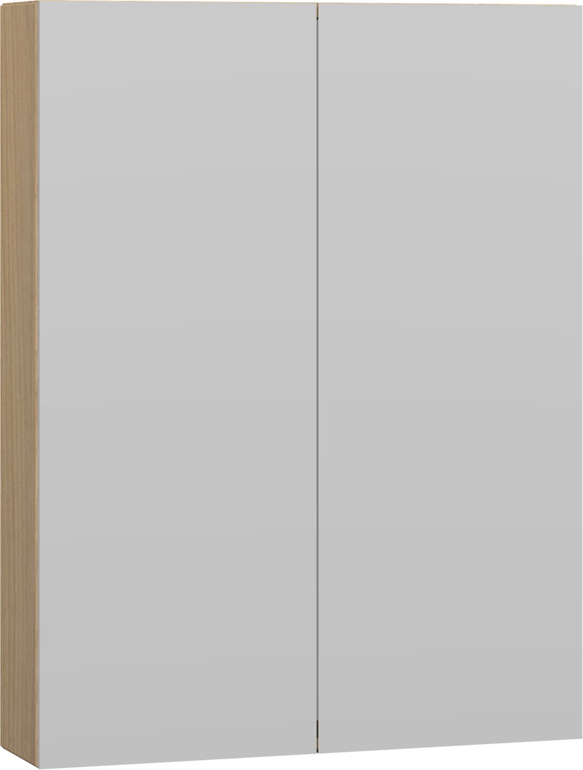 Dansani Calidris Primo peilikaappi 60x80x15 cm vaalea c-tammi 2 ovea ilman vetimiä valaistusvalmius valaistuksenohjaus pistorasia oikealla