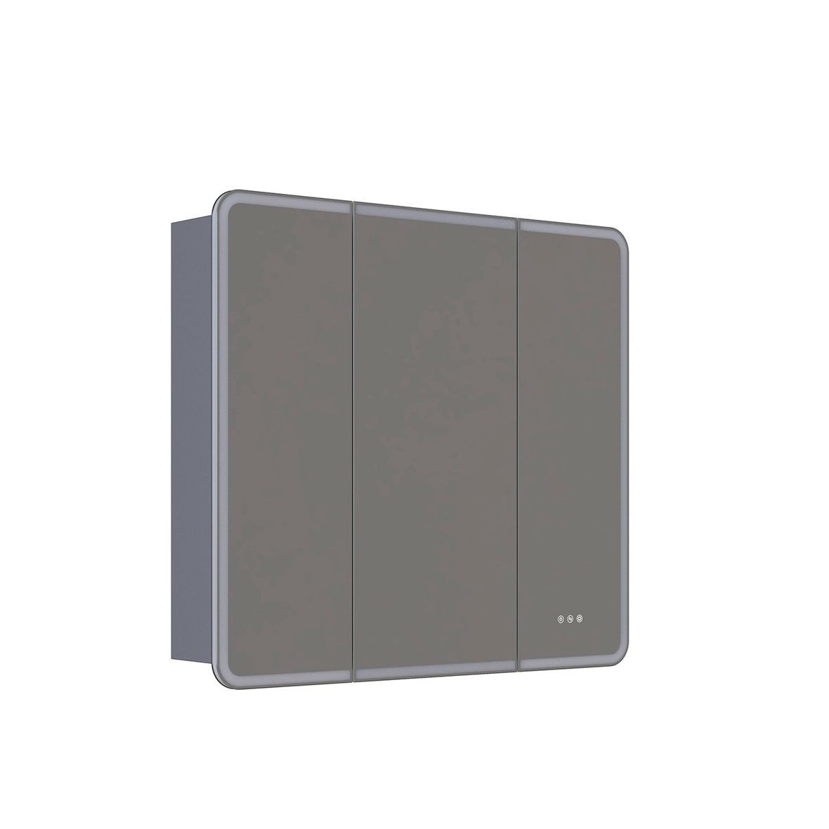 Dansani Luna Radience valaisinpeilikaappi 100x90x16,5 cm mattaharmaa 3 ovea päävalaistus pistorasia oikealla