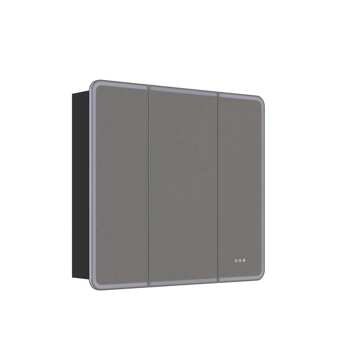 Dansani Luna Radience valaisinpeilikaappi 100x90x16,5 cm musta tammi 3 ovea päävalaistus pistorasia oikealla