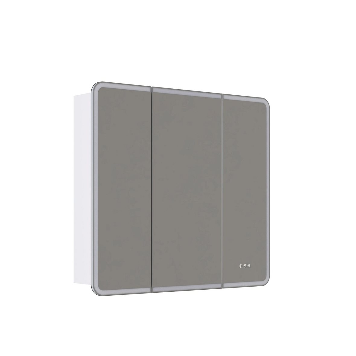Dansani Luna Radience valaisinpeilikaappi 100x90x16,5 cm valinnainen väri 3 ovea päävalaistus valaistuksenohjaus pistorasia oikealla huurtumaton