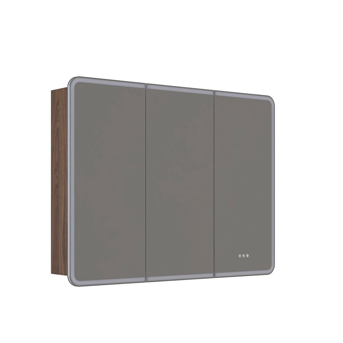 Dansani Luna Radience valaisinpeilikaappi 120x90x16,5 cm ruskea tammi 3 ovea päävalaistus pistorasia oikealla