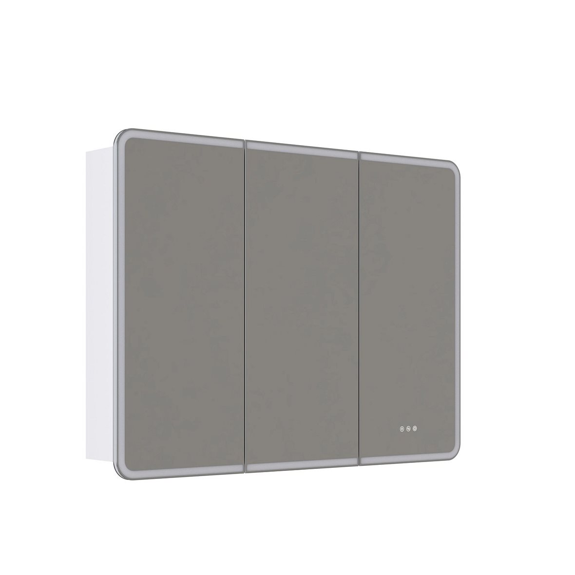 Dansani Luna Radience valaisinpeilikaappi 120x90x16,5 cm mattavalkoinen kumilakka 3 ovea päävalaistus pistorasia oikealla