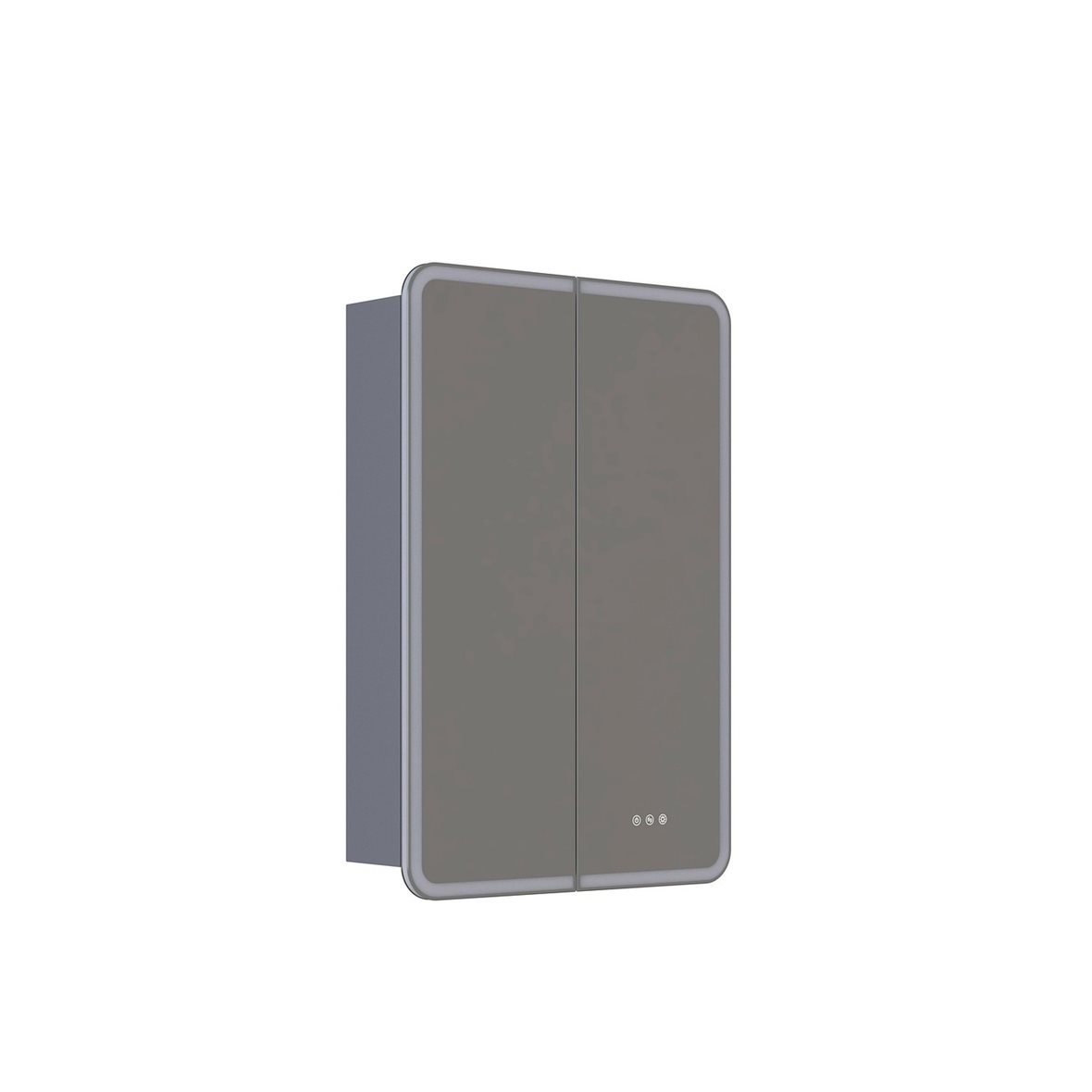 Dansani Luna Radience valaisinpeilikaappi 60x90x16,5 cm mattaharmaa 2 ovea päävalaistus pistorasia oikealla
