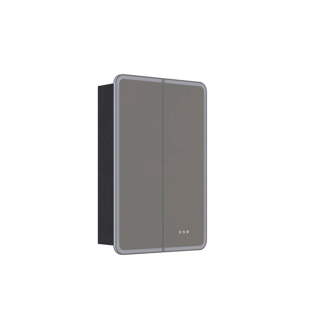 Dansani Luna Radience valaisinpeilikaappi 60x90x16,5 cm hiili 2 ovea päävalaistus pistorasia oikealla