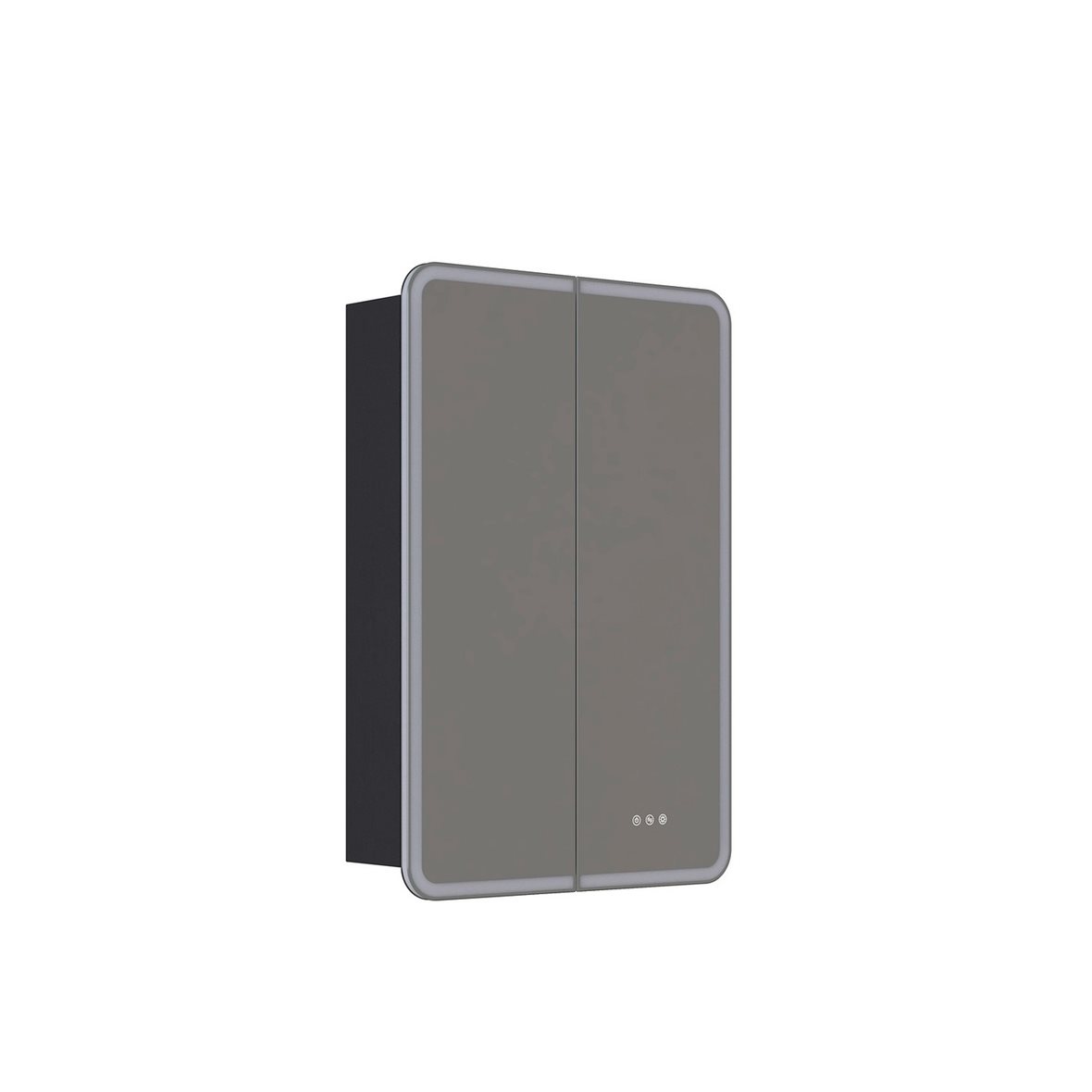 Dansani Luna Radience valaisinpeilikaappi 60x90x16,5 cm musta tammi 2 ovea päävalaistus pistorasia oikealla