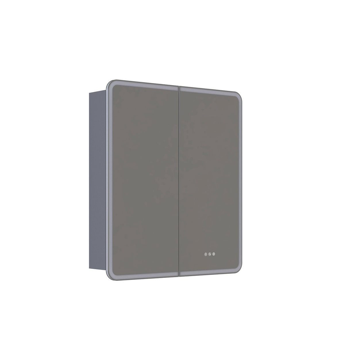 Dansani Luna Radience valaisinpeilikaappi 80x90x16,5 cm mattaharmaa 2 ovea päävalaistus pistorasia oikealla