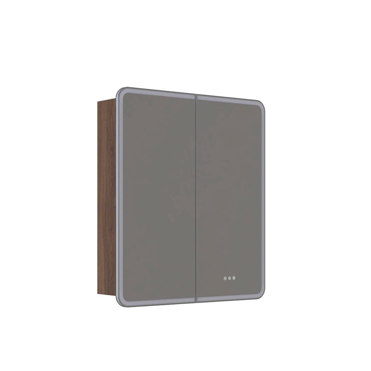 Dansani Luna Radience valaisinpeilikaappi 80x90x16,5 cm ruskea tammi 2 ovea päävalaistus pistorasia oikealla