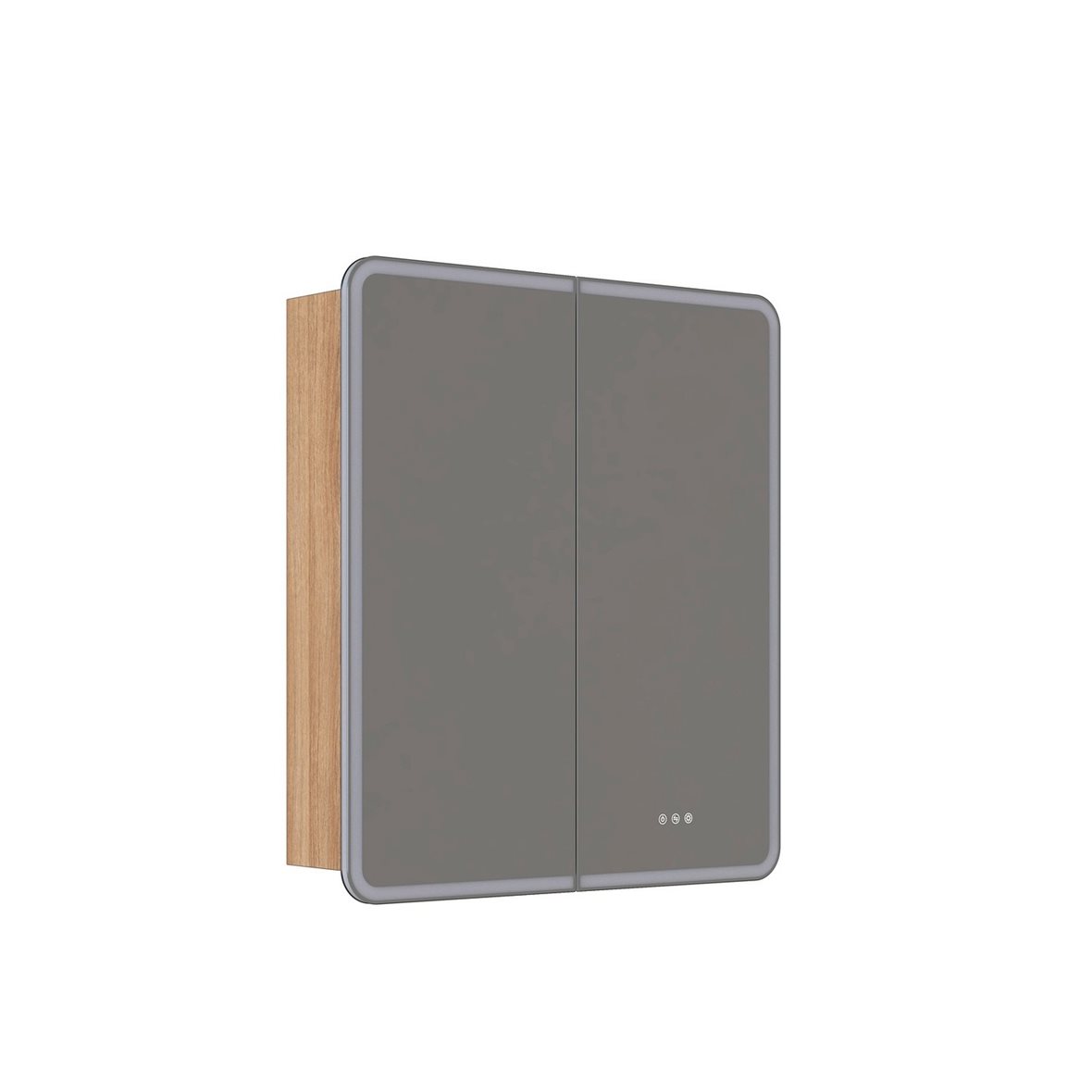 Dansani Luna Radience valaisinpeilikaappi 80x90x16,5 cm lämmin tammi 2 ovea päävalaistus pistorasia oikealla