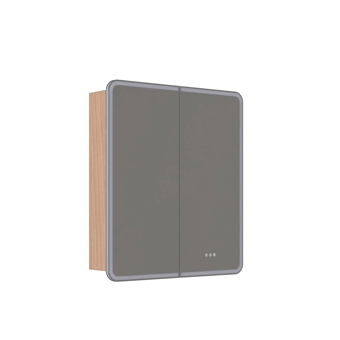 Dansani Luna Radience valaisinpeilikaappi 80x90x16,5 cm vaalea tammi 2 ovea päävalaistus pistorasia oikealla