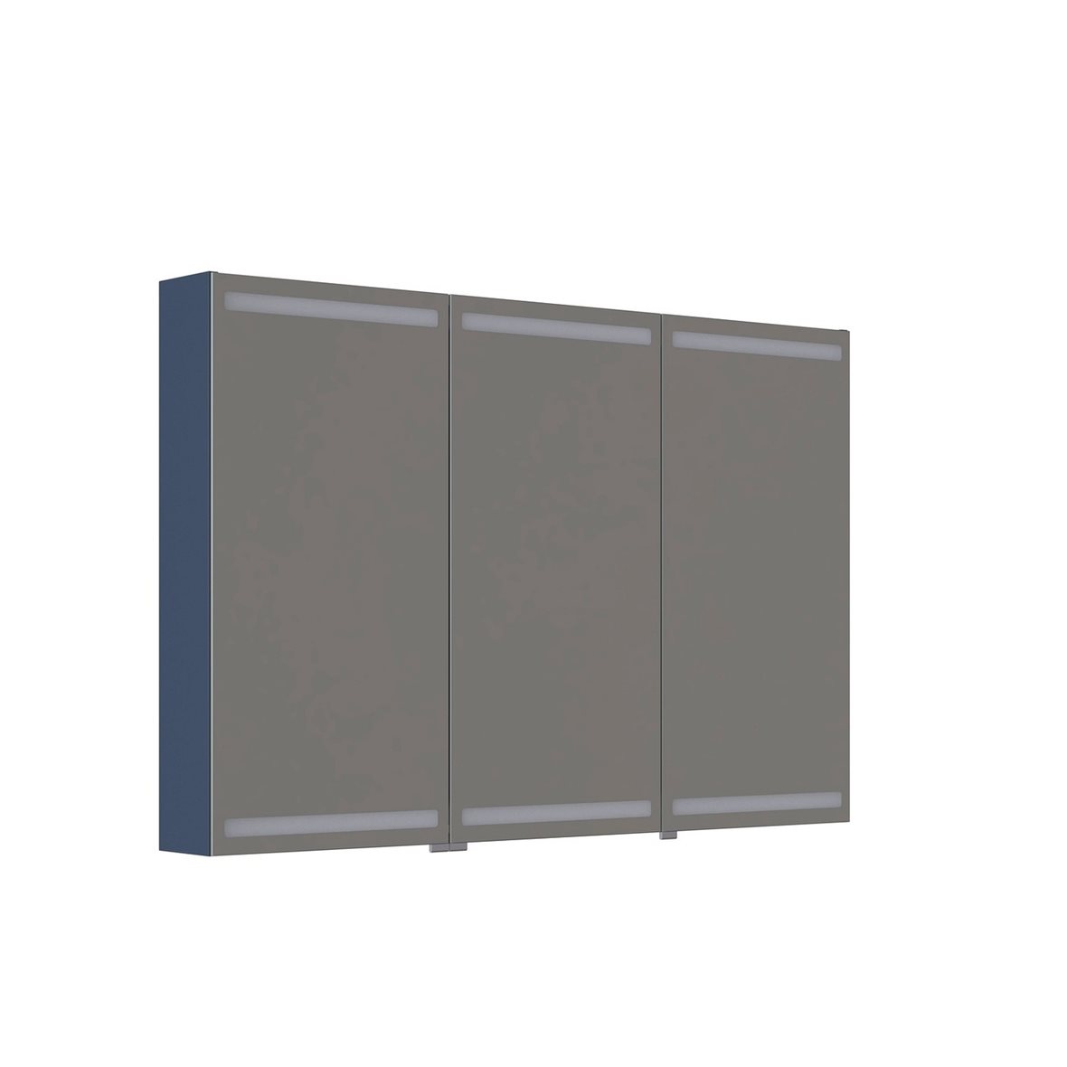 Dansani Luna Level valaisinpeilikaappi 120x80x14,5 cm deep blue matta kumilakka 3 ovea päävalaistus valaistuksenohjaus pistorasia oikealla