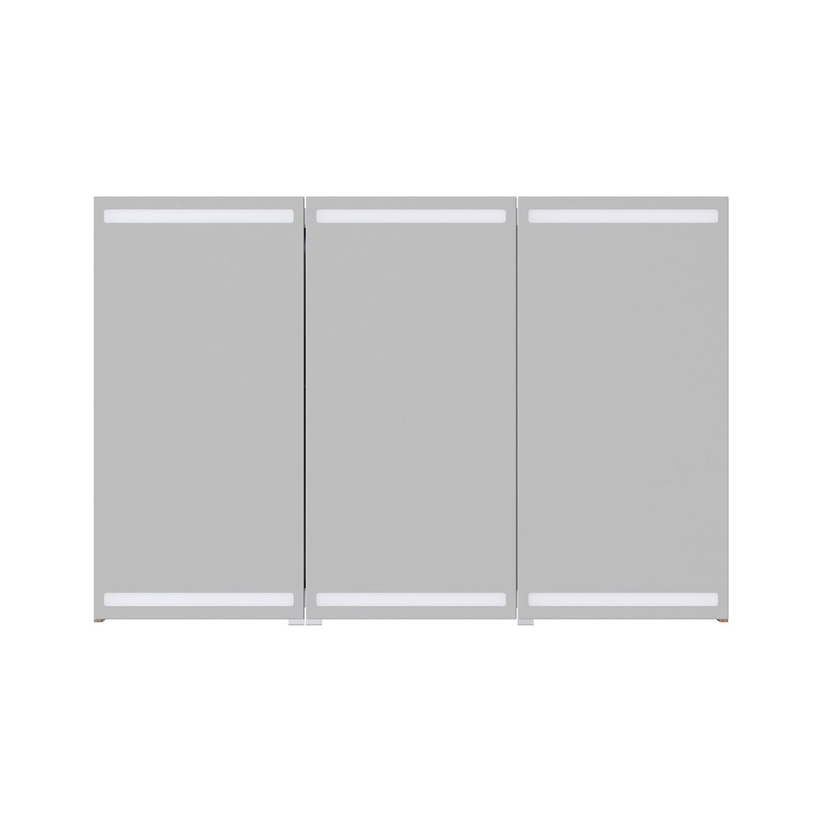 Dansani Luna Level valaisinpeilikaappi 120x80x14,5 cm mattavalkoinen kumilakka 3 ovea päävalaistus valaistuksenohjaus pistorasia oikealla