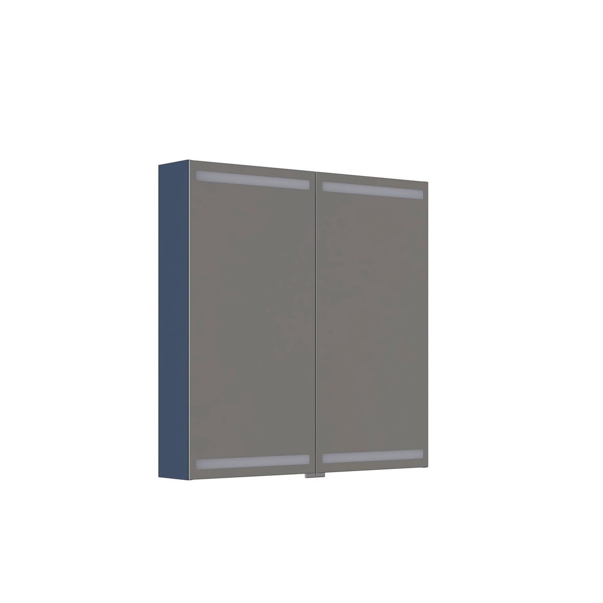 Dansani Luna Level peilikaappi 80x80x14,5 cm deep blue matta kumilakka 2 ovea päävalaistus valaistuksenohjaus pistorasia oikealla