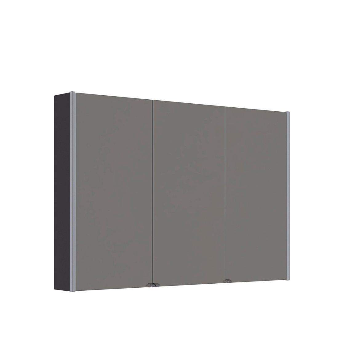 Dansani Luna Ambi valaisinpeilikaappi 120x80x14,5 cm mattamusta kumilakka 3 ovea päävalaistus valaistuksenohjaus pistorasia oikealla