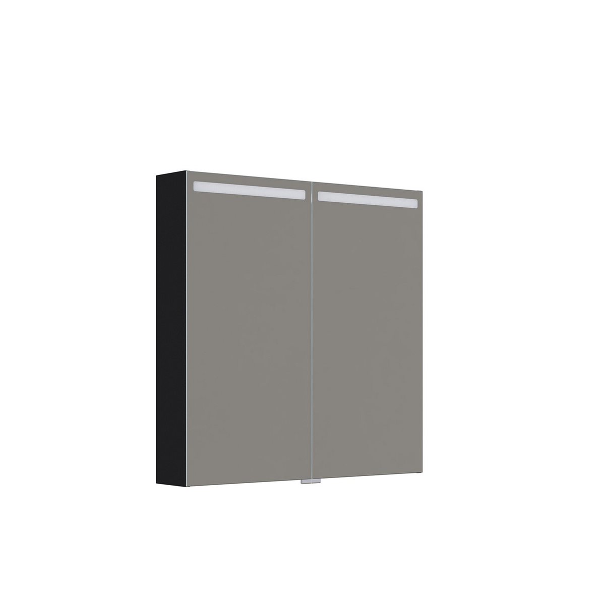 Dansani Mido Urban Pro Top valaisinpeilikaappi 80x80x15 cm musta tammi 2 ovea päävalaistus kaksoisjohdotus