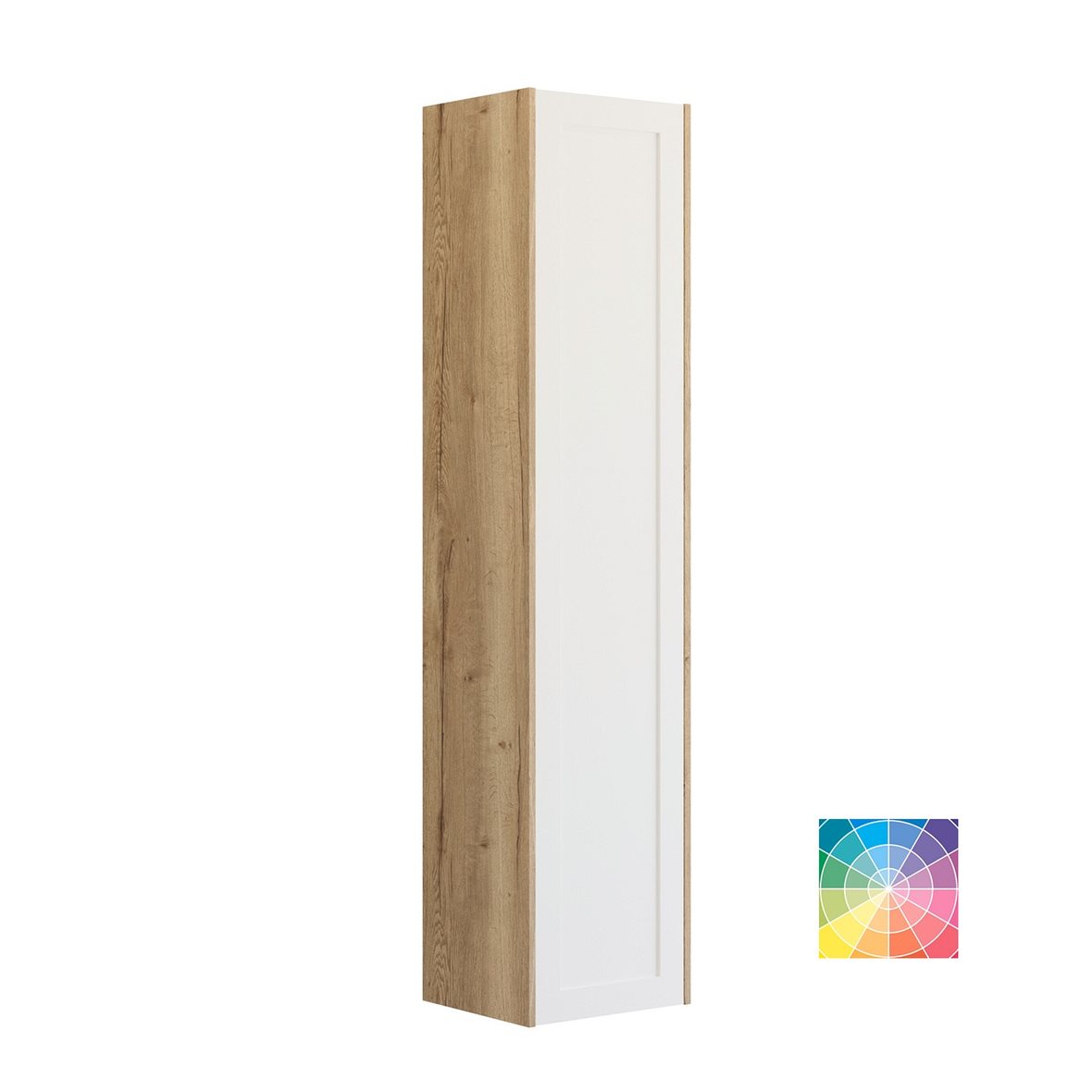 Dansani Luna Classic C korkea kaappi 40x176x35 cm kehystetty luonnontammi/valinnainen väri 1 ovi ilman vetimiä saranat oikealla