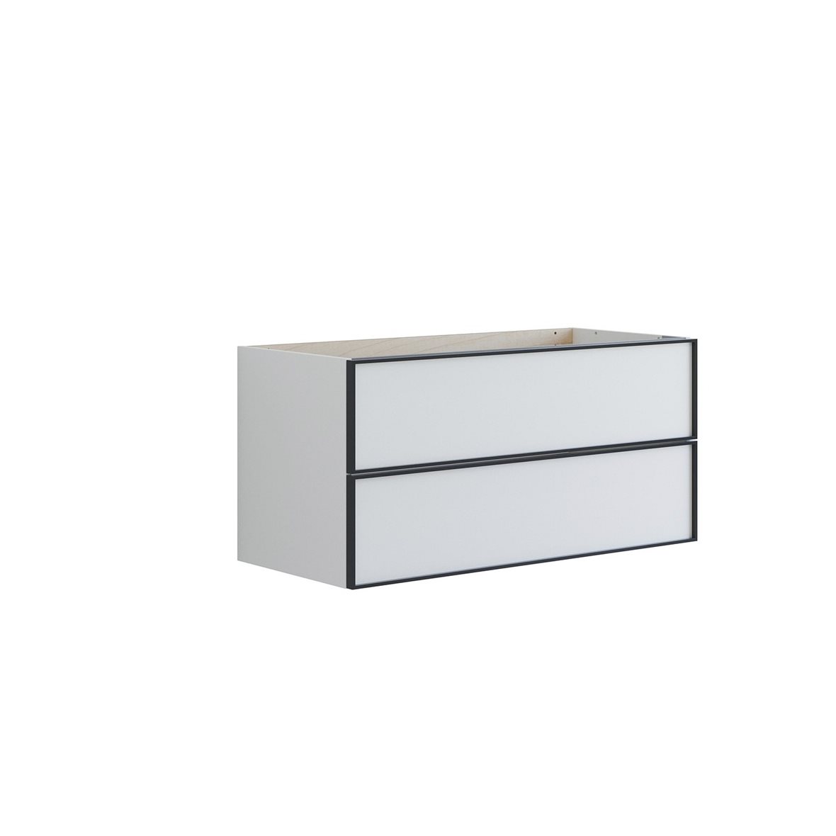 Dansani Luna Urban kaappi tason alle 100x48x44 cm musta kehys mattavalkoinen 2 ltk ilman vetimiä