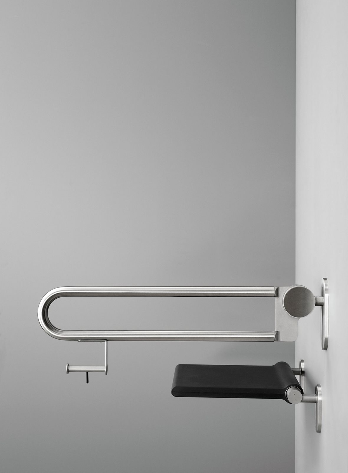 d line Knud Holscher, d line Knud Holscher WC-tukikaide 10x20x85 cm harjattu teräs 32 mm RST AISI 316 kaidemalli, d line Knud Holscher WC-paperiteline harjattu teräs 32 mm RST AISI 316 tukikaiteeseen