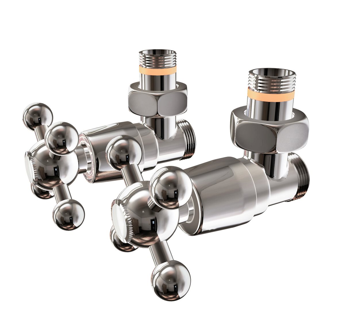 Nordhem venttiilisarja lämmitysveteen kromi kulmamalli Classic 1/2"