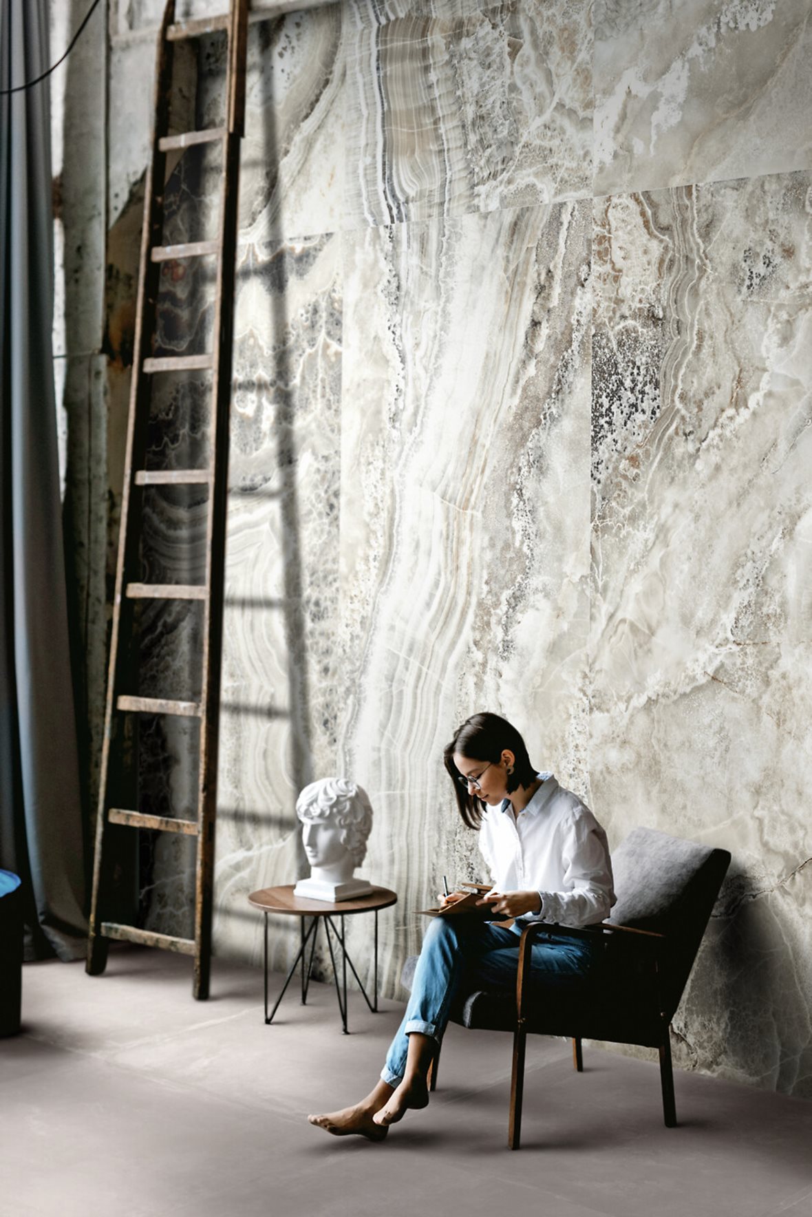 Yleiset tilat, Moderni, LPC Aventura, LPC Aventura lasitettu porcelanato seinälaatta lattialaatta ulkolaatta 120X278 06L Onyx Black tasapintainen kiillotettu keskitumma harmaa marmori