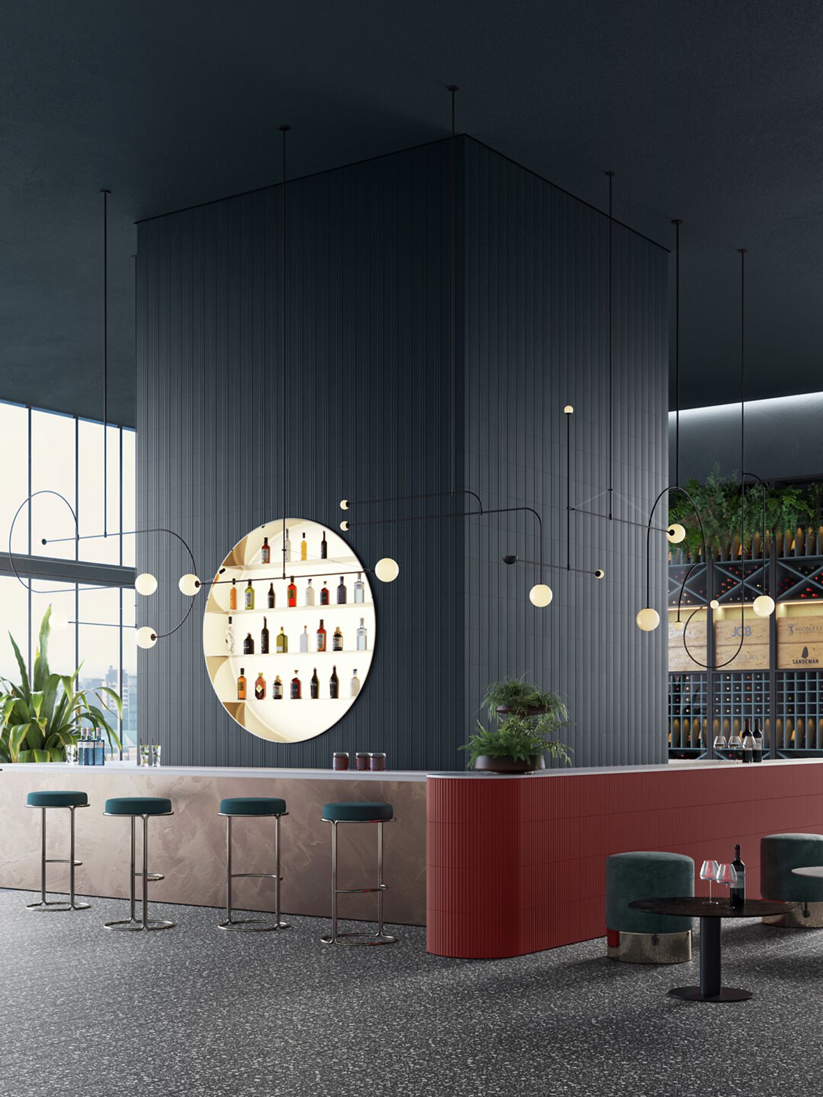 Kahvilat ja ravintolat, Moderni, LPC Caramelle, LPC Caramelle lasitettu porcelanato seinälaatta lattialaatta ulkolaatta 18,6X18,6 05 Fanny tasapintainen matta tumma musta kivi, LPC Oceano, LPC Oceano Line lasitettu kaakeli seinälaatta 7,5X30 04 marine kohokuvioinen matta tumma sininen yksivärinen, LPC Oceano lasitettu kaakeli seinälaatta 7,5X30 04 marine tasapintainen matta tumma sininen yksivärinen, LPC Oceano Line lasitettu kaakeli seinälaatta 7,5X30 06 rouge kohokuvioinen matta tumma punainen yksivärinen