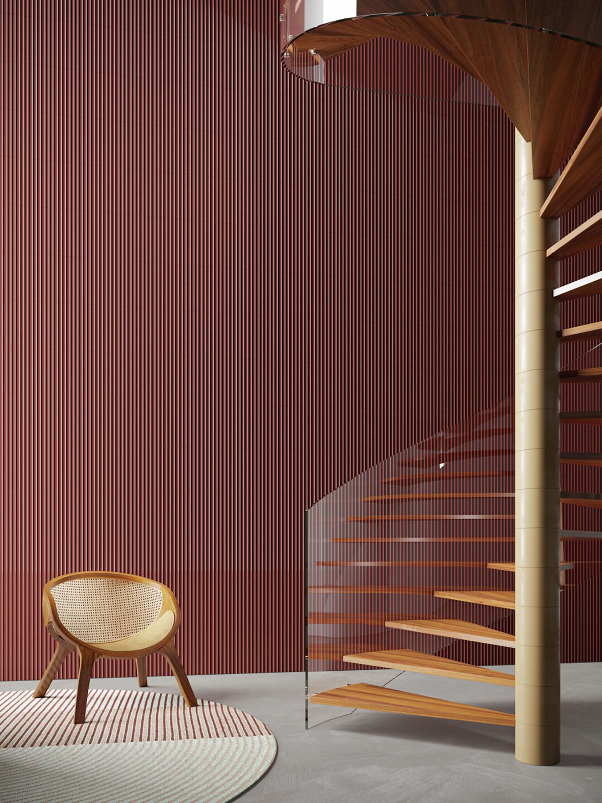 Raput ja porrashuoneet, Moderni, LPC Oceano, LPC Oceano Aalto lasitettu kaakeli seinälaatta 7,5X30 06 rouge kohokuvioinen kiiltävä tumma punainen yksivärinen