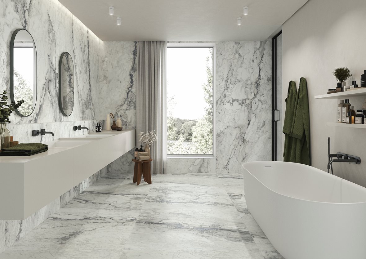 Kylpyhuone, Klassinen, LPC Odyssey, LPC Odyssey lasitettu porcelanato seinälaatta lattialaatta ulkolaatta 120X278 13S Luminous tasapintainen satiini vaalea valkoinen kivi, LPC Odyssey lasitettu porcelanato seinälaatta lattialaatta ulkolaatta 120X120 13S Luminous tasapintainen satiini vaalea valkoinen kivi