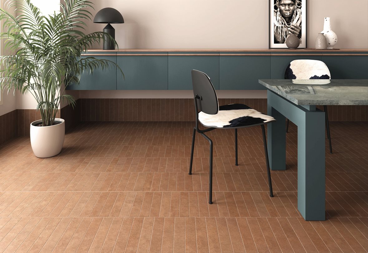 Ruokasalit, Retro, LPC Palermo, LPC Palermo lasitettu porcelanato seinälaatta lattialaatta ulkolaatta 6X30 06 Cotto tasapintainen matta keskitumma punainen yksivärinen