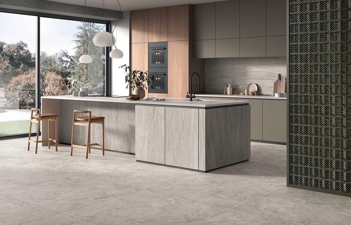Keittiö, Klassinen, LPC Portland, LPC Portland Strong lasittamaton porcelanato seinälaatta 120X278 03 sand tasapintainen silotettu matta juovat vaakasuoraan keskitumma beige kivi, LPC Portland Cross lasittamaton porcelanato seinälaatta lattialaatta ulkolaatta 120X120 03 sand tasapintainen silotettu matta keskitumma beige kivi, LPC Portland Vein lasittamaton porcelanato seinälaatta 120X278 03 sand tasapintainen silotettu matta keskitumma beige kivi