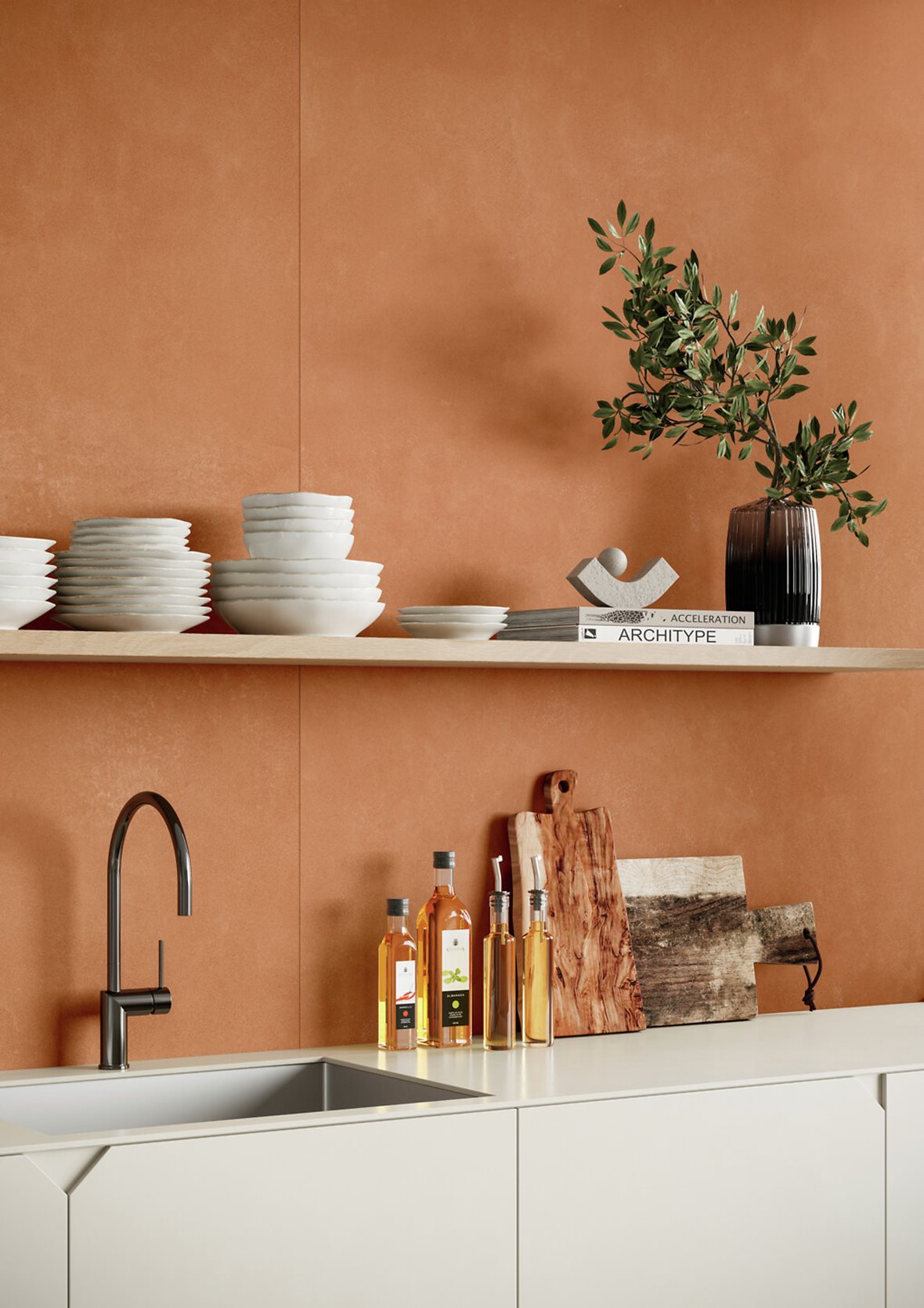 Keittiö, Moderni, LPC Sense, LPC Sense lasitettu porcelanato seinälaatta lattialaatta ulkolaatta 120X278 02 ruska tasapintainen matta tumma oranssi vivahteikas