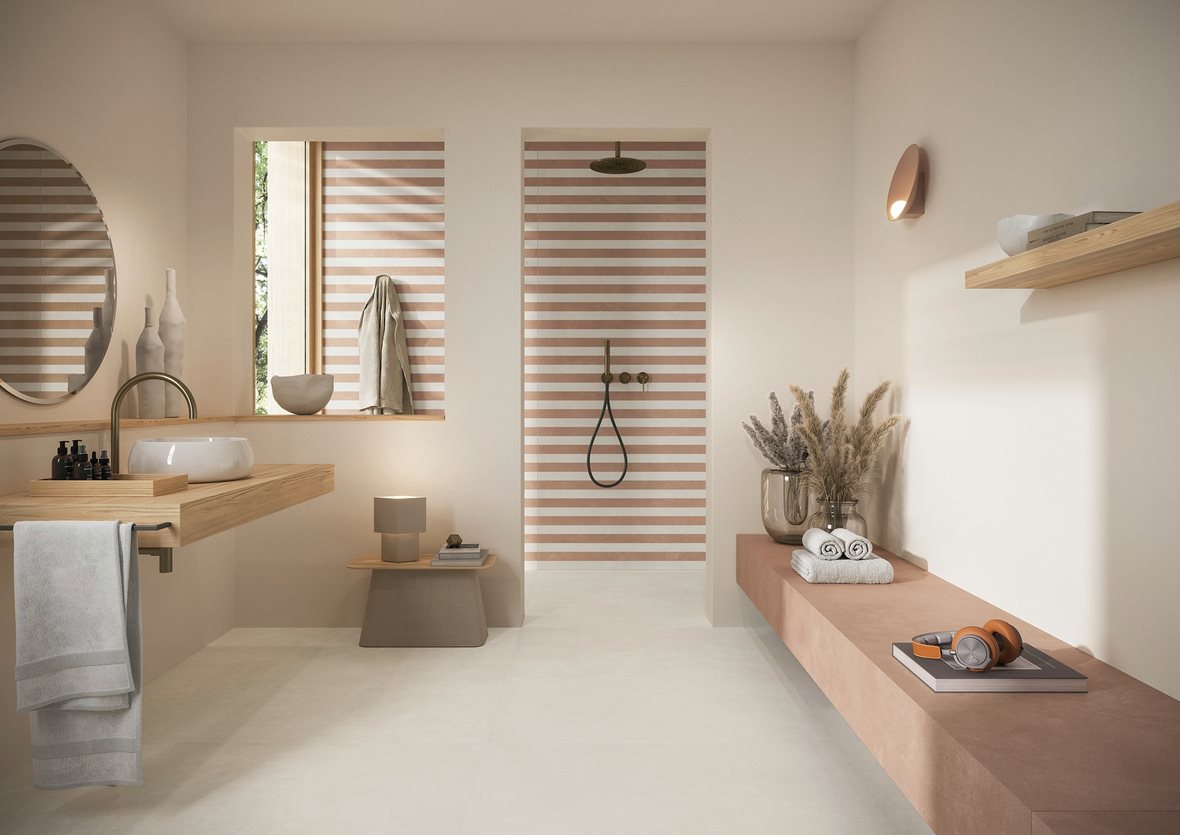 Kylpyhuone, Moderni, LPC Sense, LPC Sense lasitettu porcelanato seinälaatta ulkolaatta 5x120 10 terra tasapintainen matta vaalea ruskea vivahteikas, LPC Sense lasitettu porcelanato seinälaatta ulkolaatta 5x120 07 lumi tasapintainen matta vaalea beige vivahteikas, LPC Sense lasitettu porcelanato seinälaatta lattialaatta ulkolaatta 60x120 10 terra tasapintainen matta vaalea ruskea vivahteikas, LPC Sense lasitettu porcelanato seinälaatta lattialaatta ulkolaatta 120x120 07 lumi tasapintainen matta vaalea beige