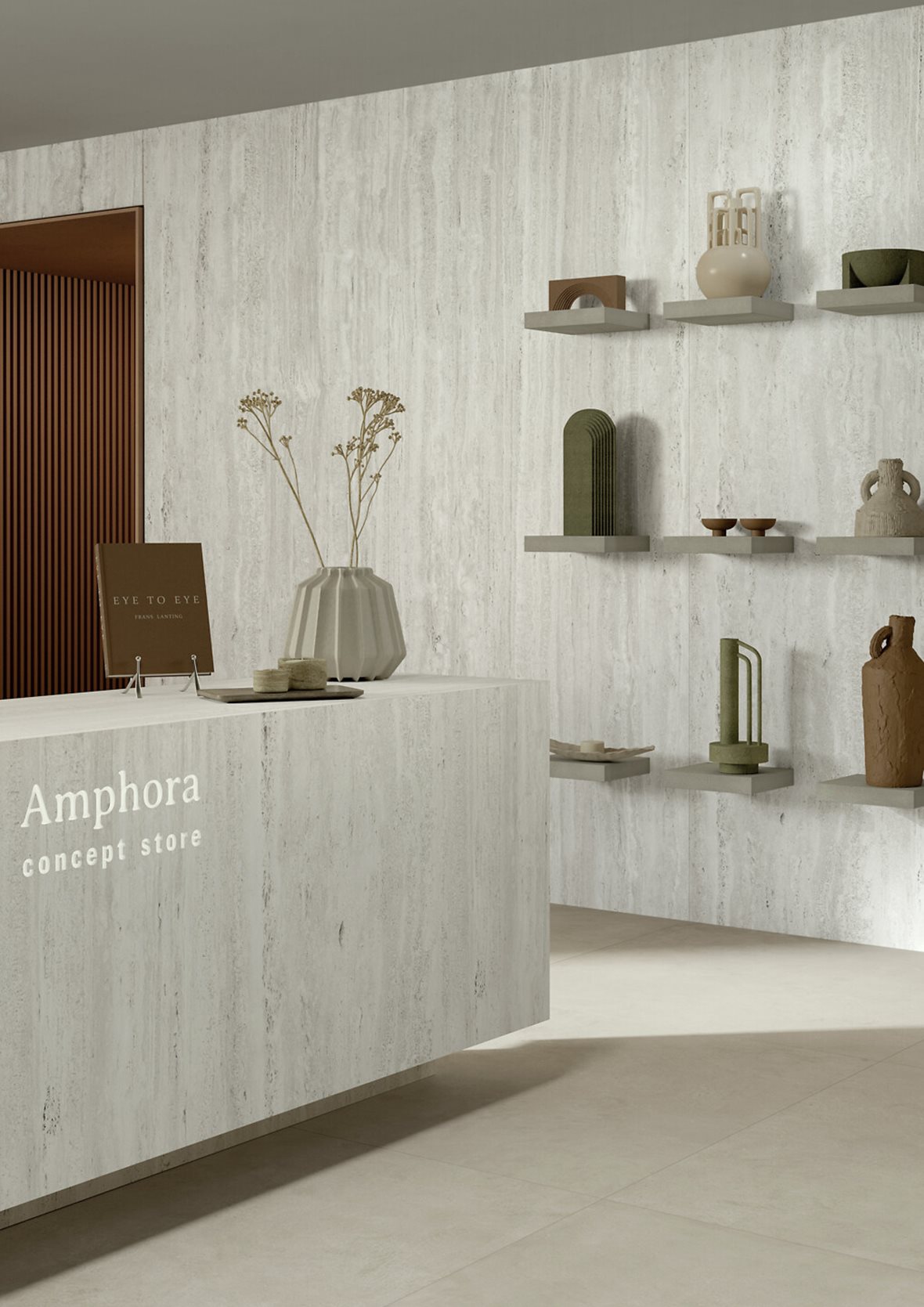 Liiketilat, Klassinen, LPC Viva, LPC Viva lasittamaton porcelanato seinälaatta lattialaatta ulkolaatta 120X120 06 pellava tasapintainen silotettu matta keskitumma beige betoni, LPC Tibur, LPC Tibur lasittamaton porcelanato seinälaatta lattialaatta ulkolaatta 120X278 01 helmi vein tasapintainen silotettu matta travertino