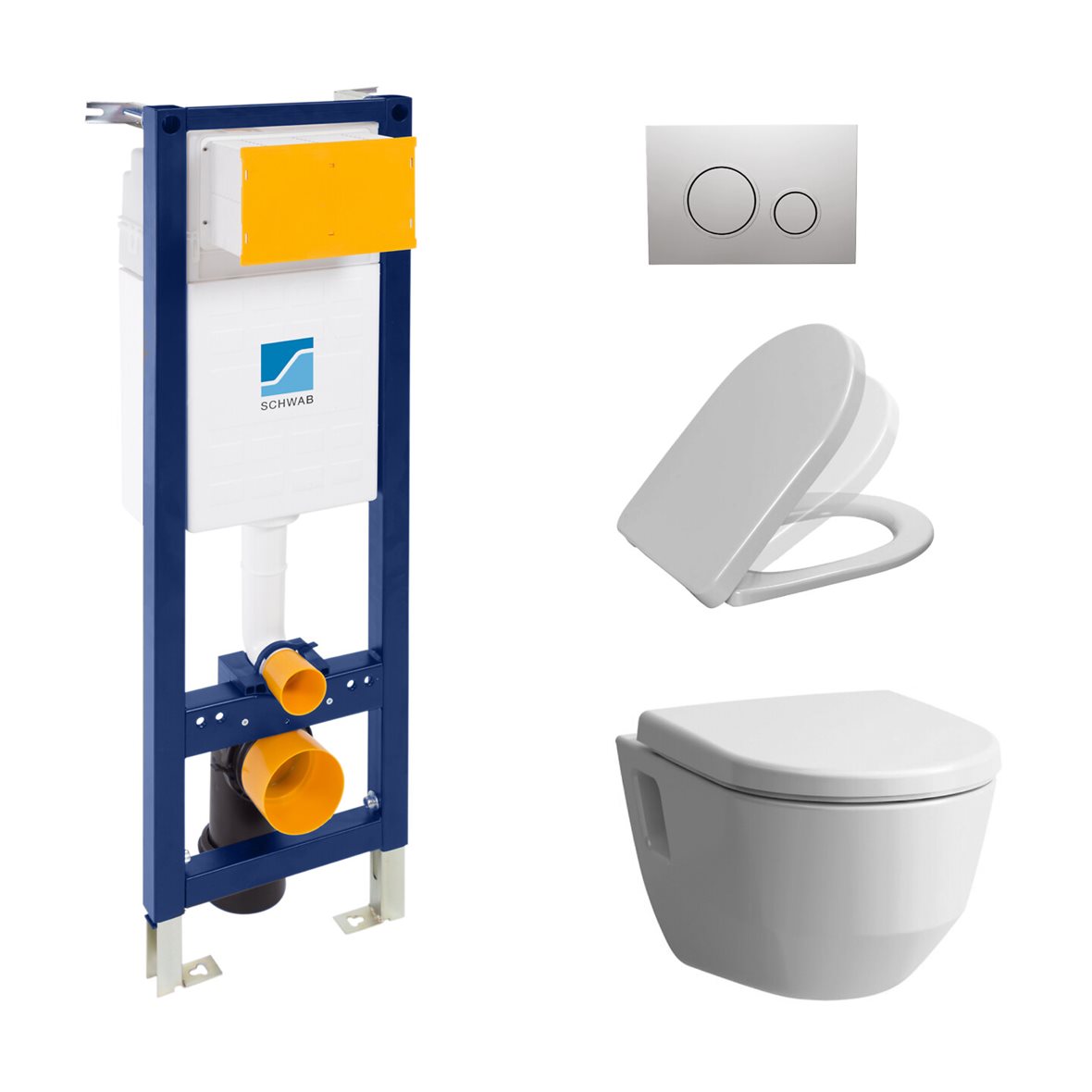 LPC seinä-WC-paketti Arki 530 SRMDSC kiiltävä valkoinen/kromi