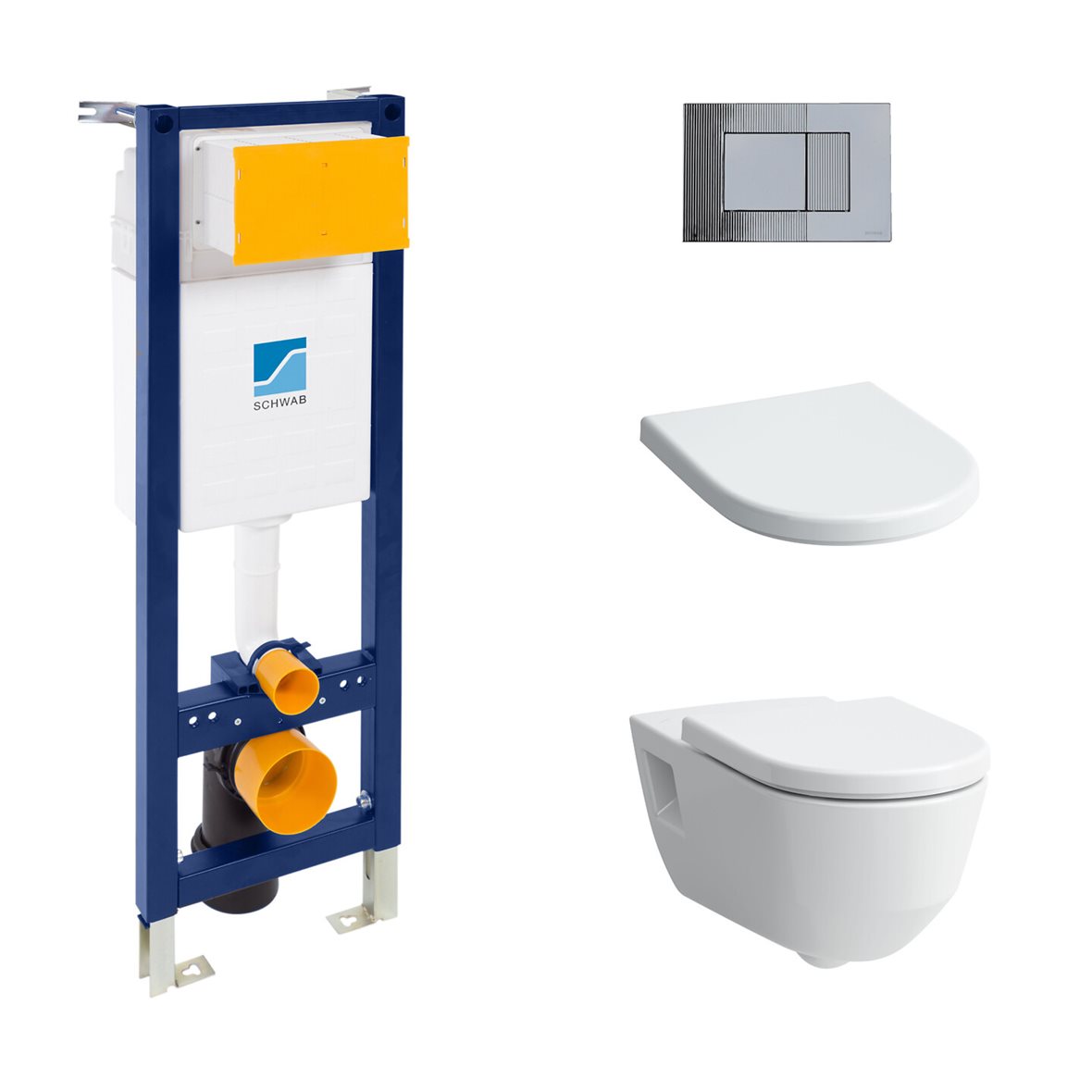LPC seinä-WC-paketti Easy 700 SRMDK kiiltävä valkoinen/kromi