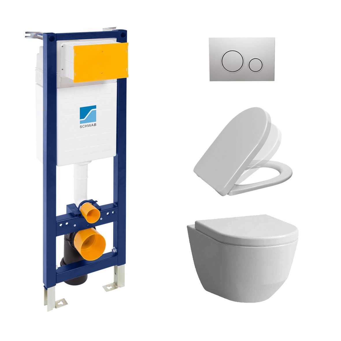 LPC seinä-WC-paketti Arki 490 ARMDSCLCC kiiltävä valkoinen/kromi