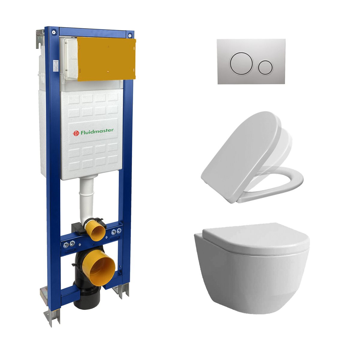 LPC seinä-WC-paketti Arki 490 ARMDSLSC Slim kiiltävä valkoinen/kromi