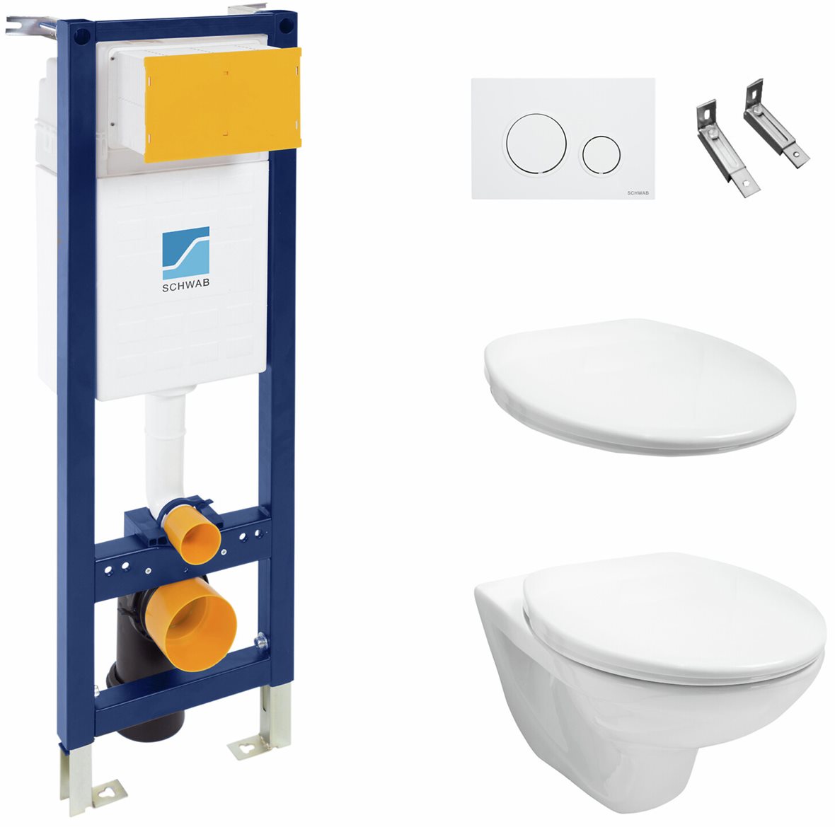 LPC seinä-WC-paketti Siro 530 Complete puolikova kansi kiiltävä valkoinen/kiiltävä valkoinen