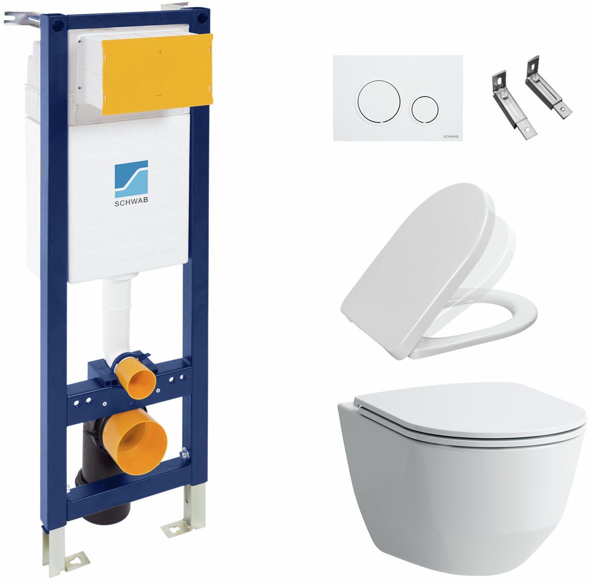 LPC seinä-WC-paketti Arki 530 Complete vaimennettu kansi kiiltävä valkoinen/valkoinen