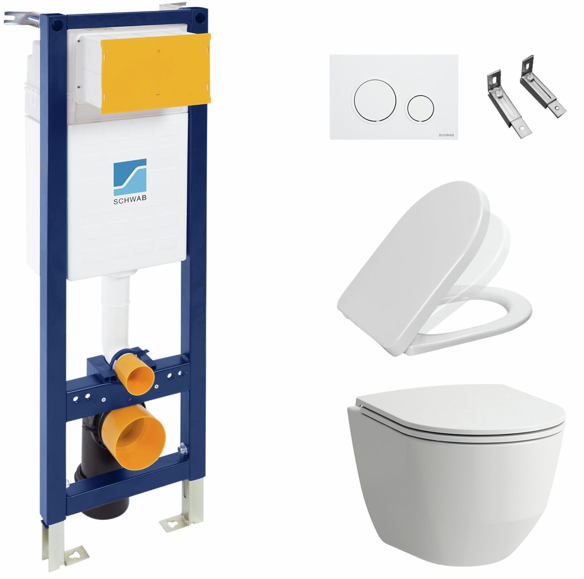 LPC seinä-WC-paketti Arki 490 Compact vaimennettu kansi kiiltävä valkoinen/valkoinen