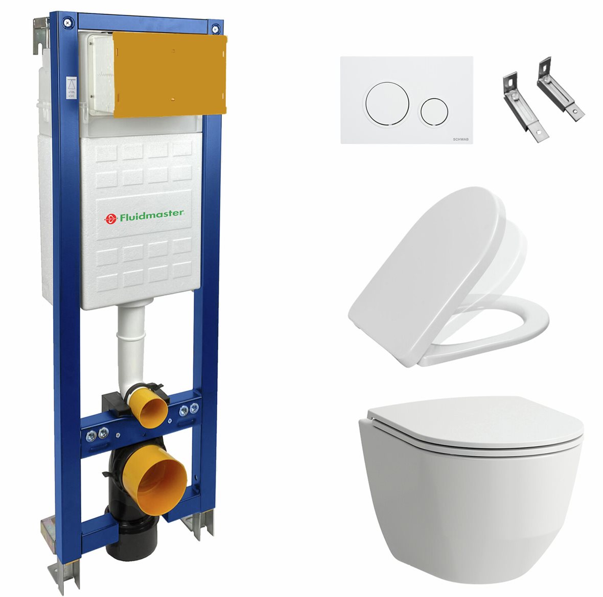 LPC seinä-WC-paketti Arki 490 Compact Slim vaimennettu kansi kiiltävä valkoinen/valkoinen