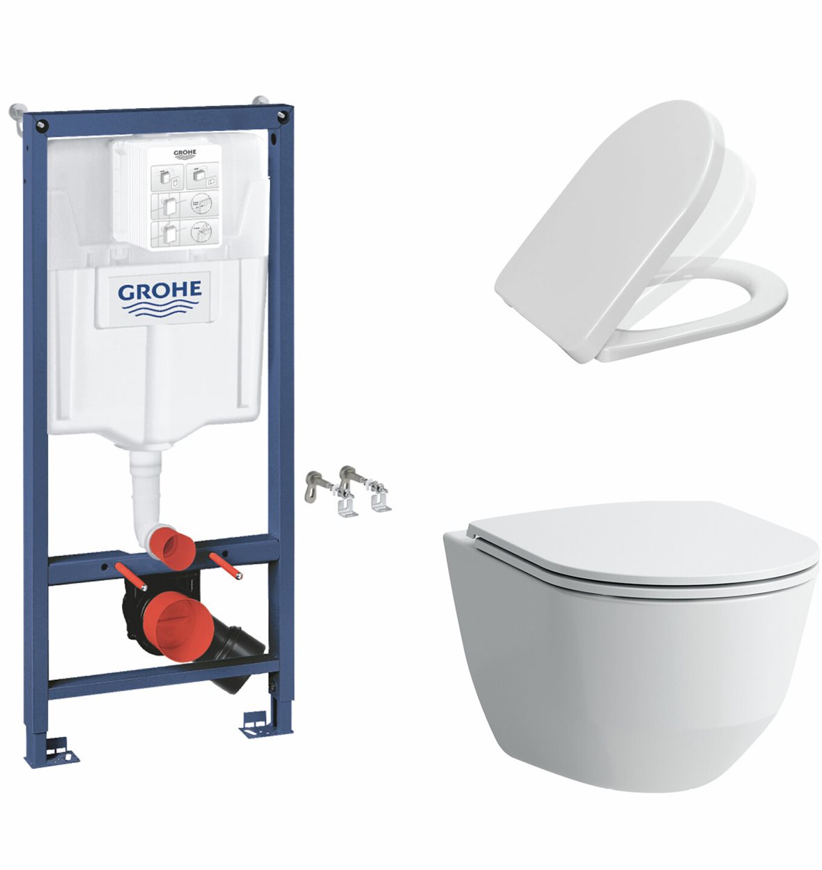 LPC seinä-WC-paketti Arki Grohe 530 Custom LCC vaimennettu kansi kiiltävä valkoinen