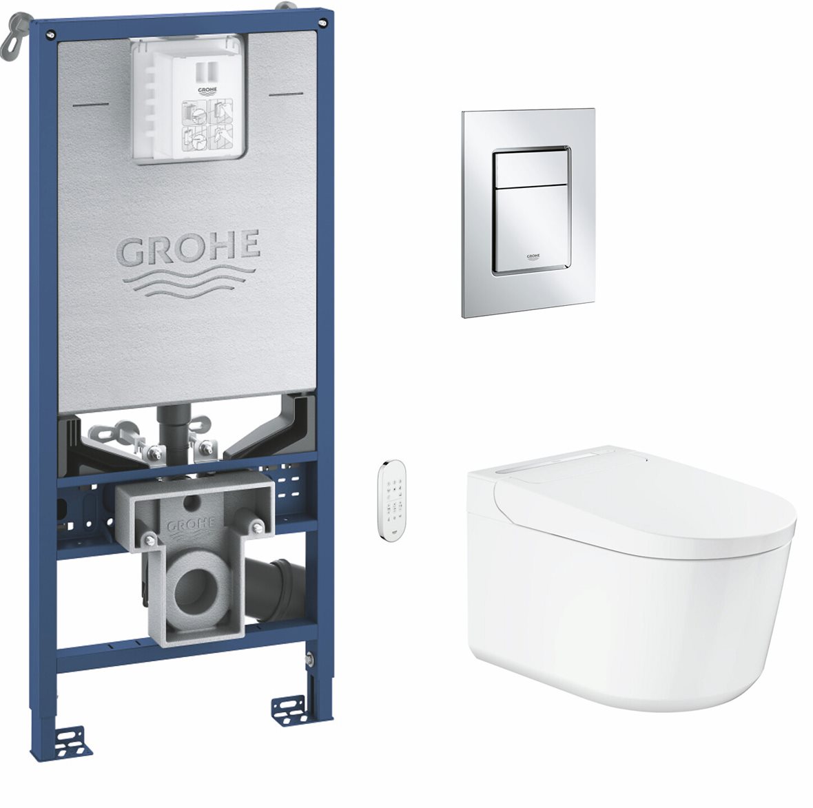 LPC Grohe Sensia Pro pesevä seinä-WC-paketti 610 kiiltävä valkoinen/kromi